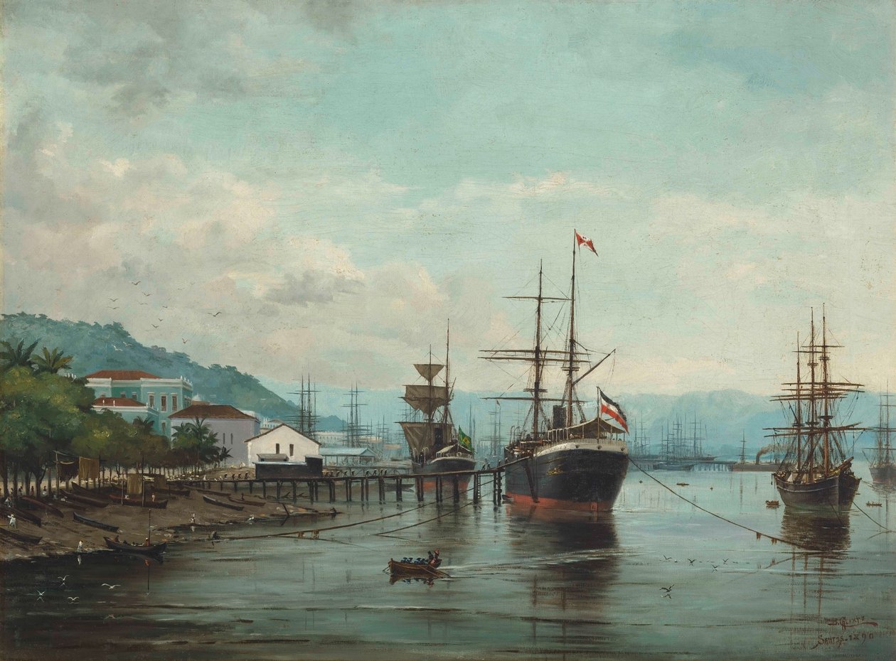 Benedito Calixto - Santos kikötője, SP (balra látható), 1890 alkotó: Benedito Calixto