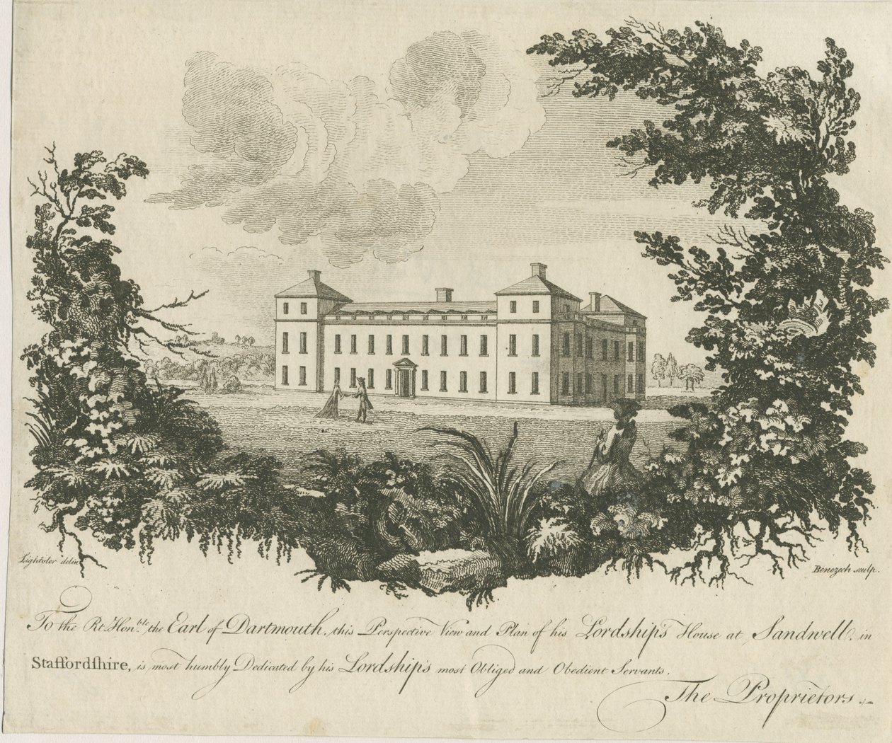 Sandwell Park – Hall: rézmetszet, nd [c 1770] alkotó: Benezech