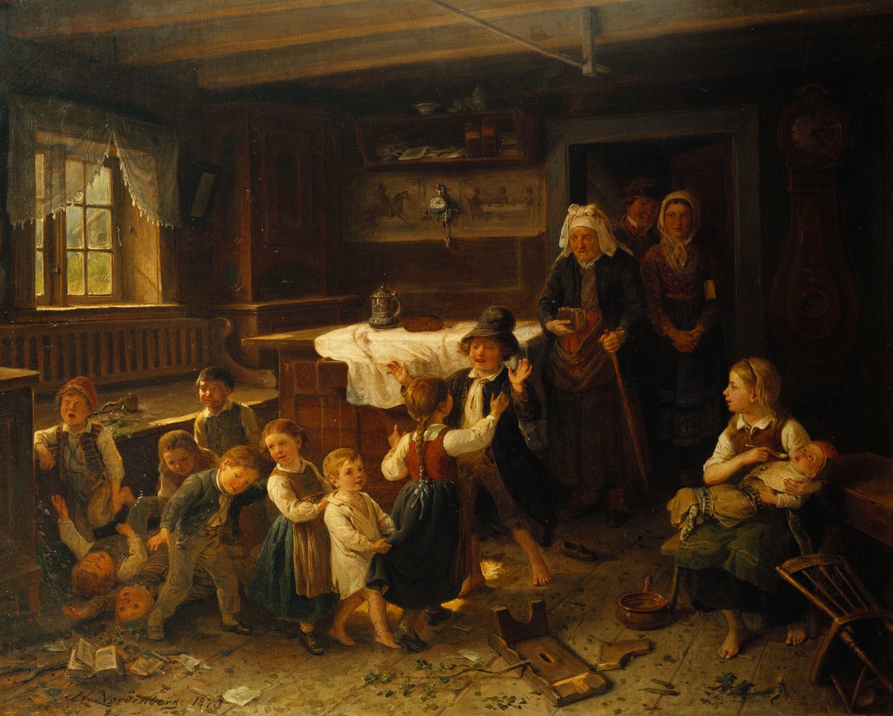 Belső térben játszó gyerekek, 1873 alkotó: Bengt Nordenberg