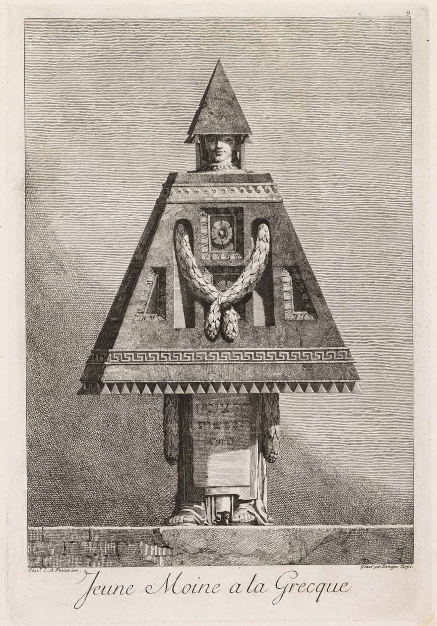 Masquerade à la Grecque: Fiatal szerzetes à la Grecque 9. tábla, 1771. alkotó: Benigno Bossi