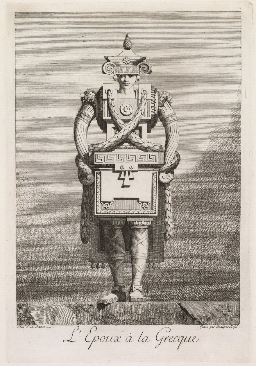 Masquerade à la Grecque: A vőlegény à la Grecque 7. tábla, 1771. alkotó: Benigno Bossi