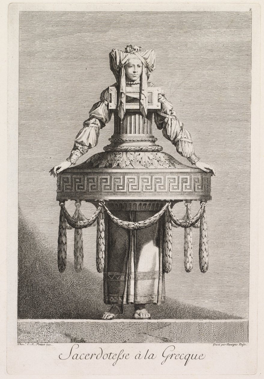 Görög maszkabál: Görög papnő 8. tábla, 1771. alkotó: Benigno Bossi