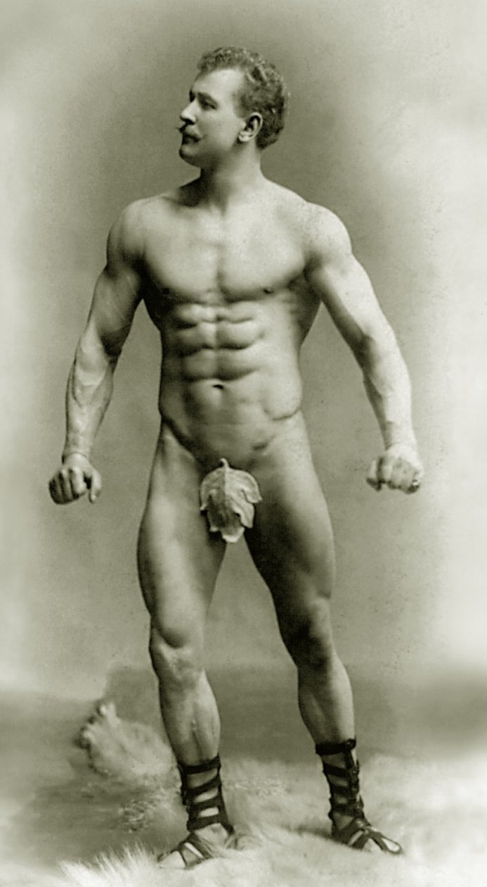 Eugen Sandow, klasszikus ókori görög-római pózban, 1894 körül. alkotó: Benjamin J. Falk