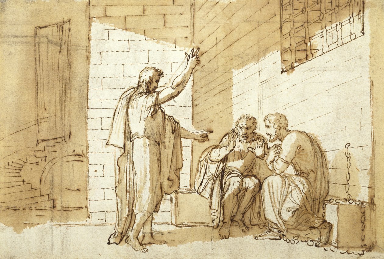 Onézimusz megtérése, c. 1780 (toll, tinta és szépia mosás papíron) alkotó: Benjamin West