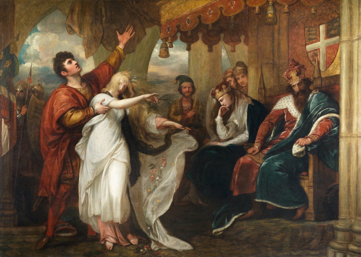 Hamlet- IV. Felvonás, V. jelenet (Ophelia a király és a királynő előtt) alkotó: Benjamin West