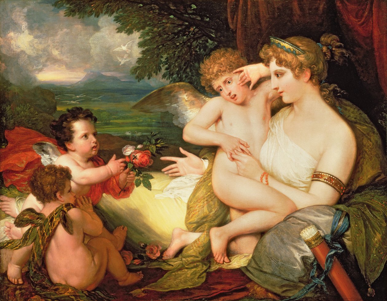 Vénusz vigasztalja Ámort, akit megcsípett egy méh, 1813 alkotó: Benjamin West