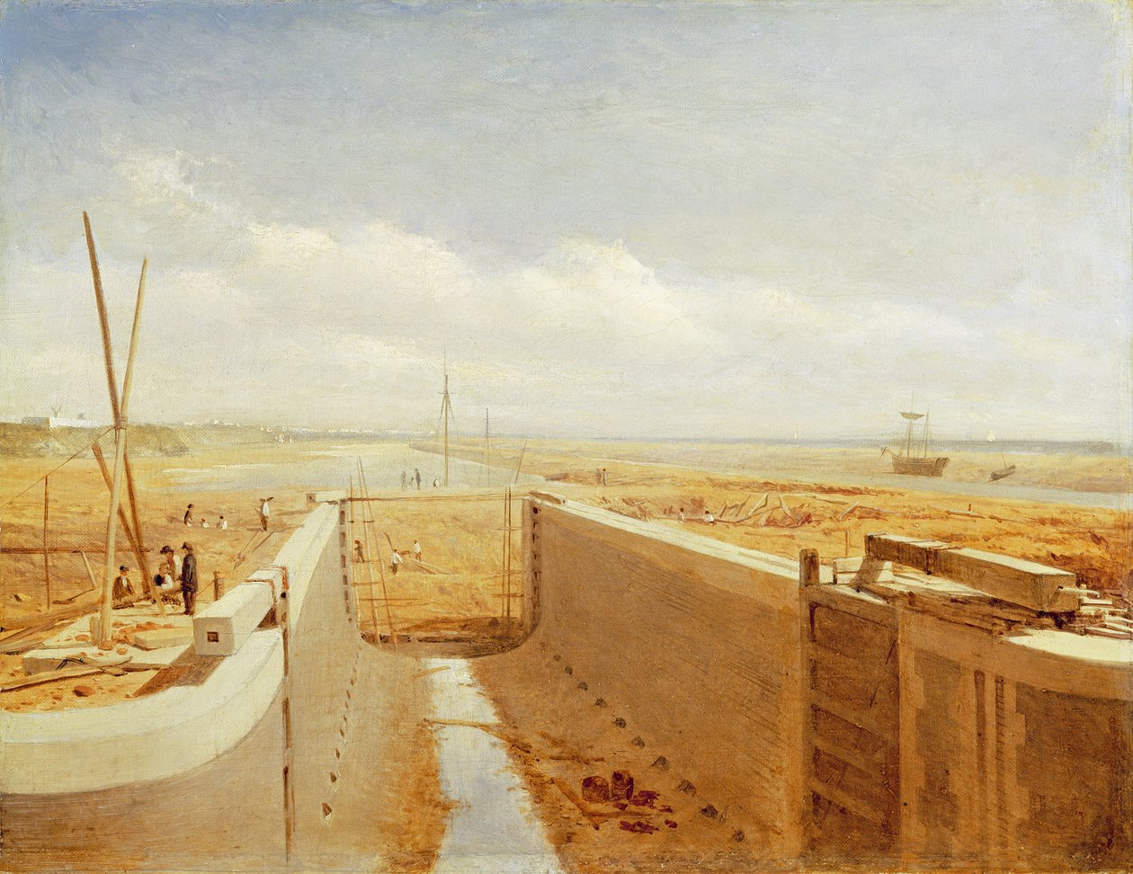 Épülőben lévő csatorna, valószínűleg a Bude-csatorna, 1840 körül alkotó: Benjamin Williams Leader