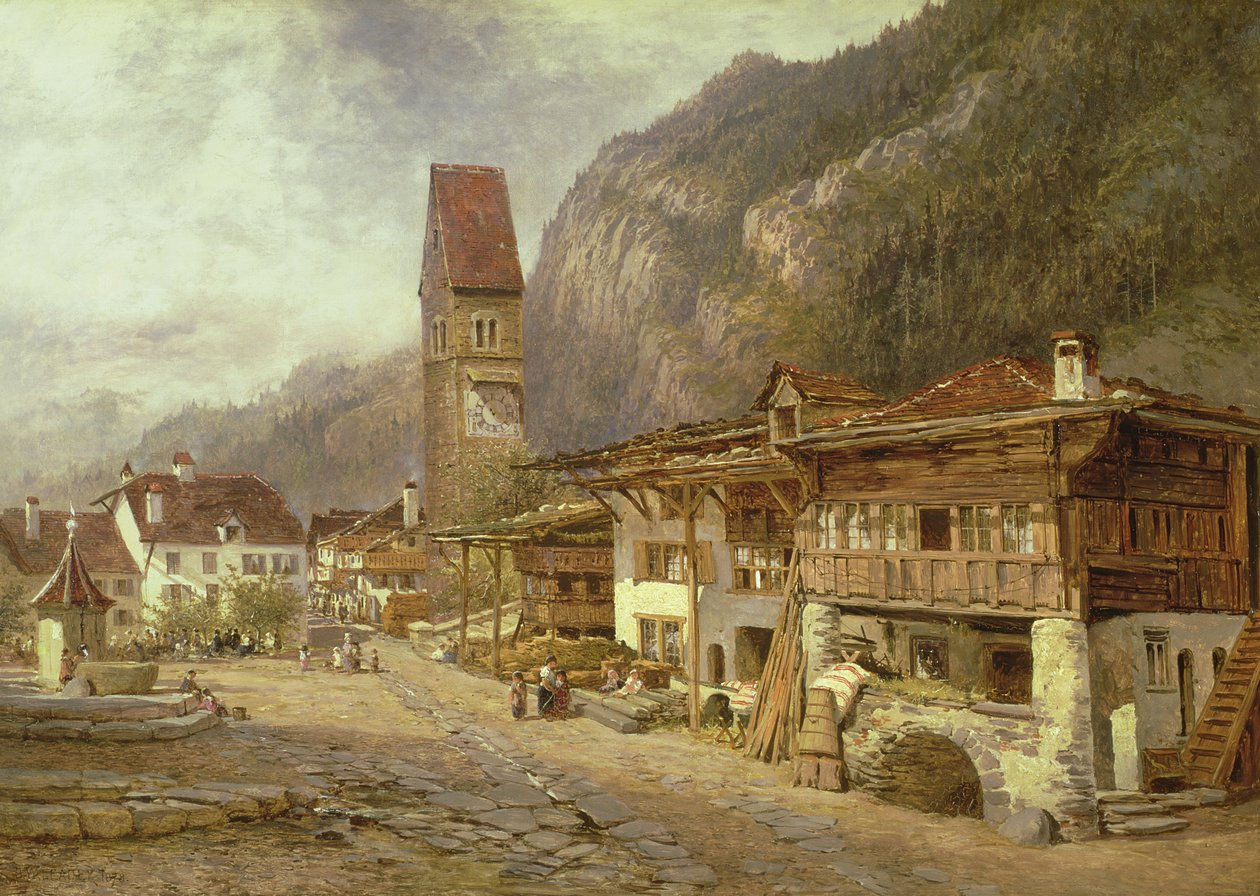 Unterseen, Interlaken: Ősz Svájcban, 1878 alkotó: Benjamin Williams Leader
