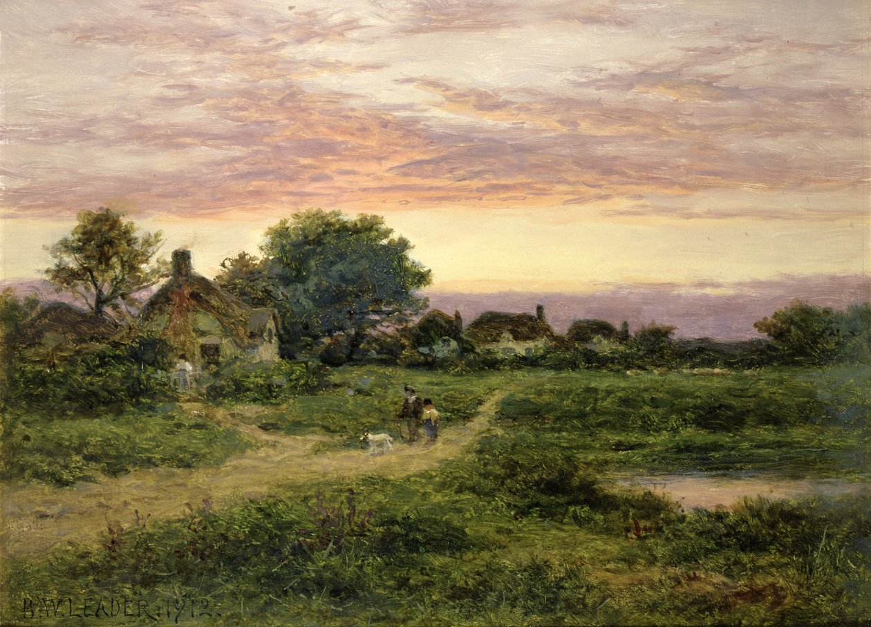 Worcestershire Cottages, 1912 (olaj) alkotó: Benjamin Williams Leader