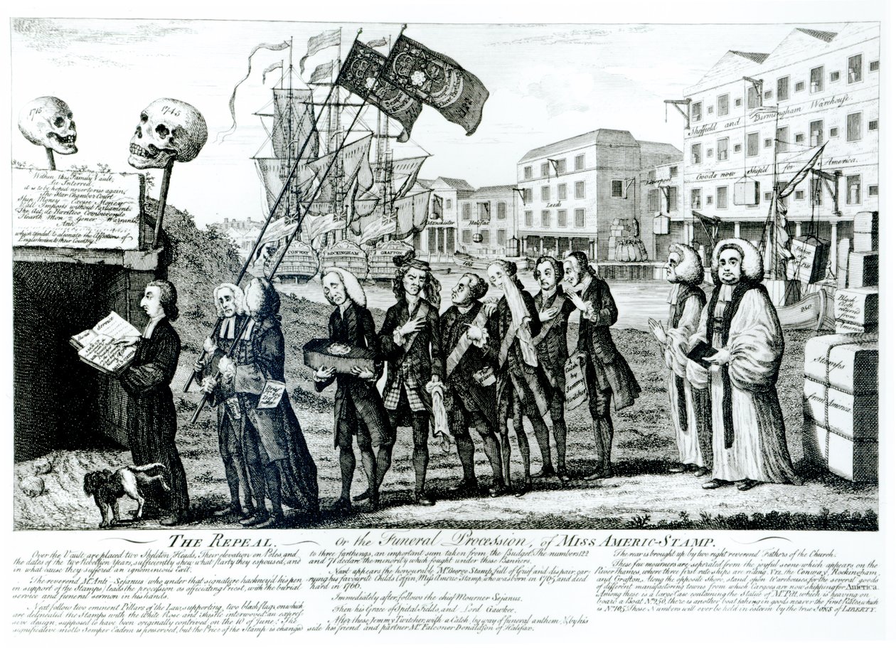 The Repeal, vagy Miss Americ-Stamp temetési menete, kocsma. 1766 alkotó: Benjamin Wilson