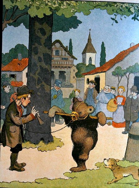 A Medvevezér, illusztráció a „Le Buffon de Benjamin Rabier”-ből, átdolgozva Georges de Buffon (1707-88) „Histoire Naturelle” című művéből (színes metszet) alkotó: Benjamin (after) Rabier