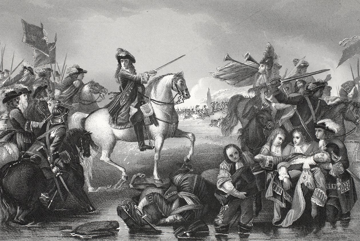 Boyne-i csata, W. French metszete (litho) alkotó: Benjamin (after) West