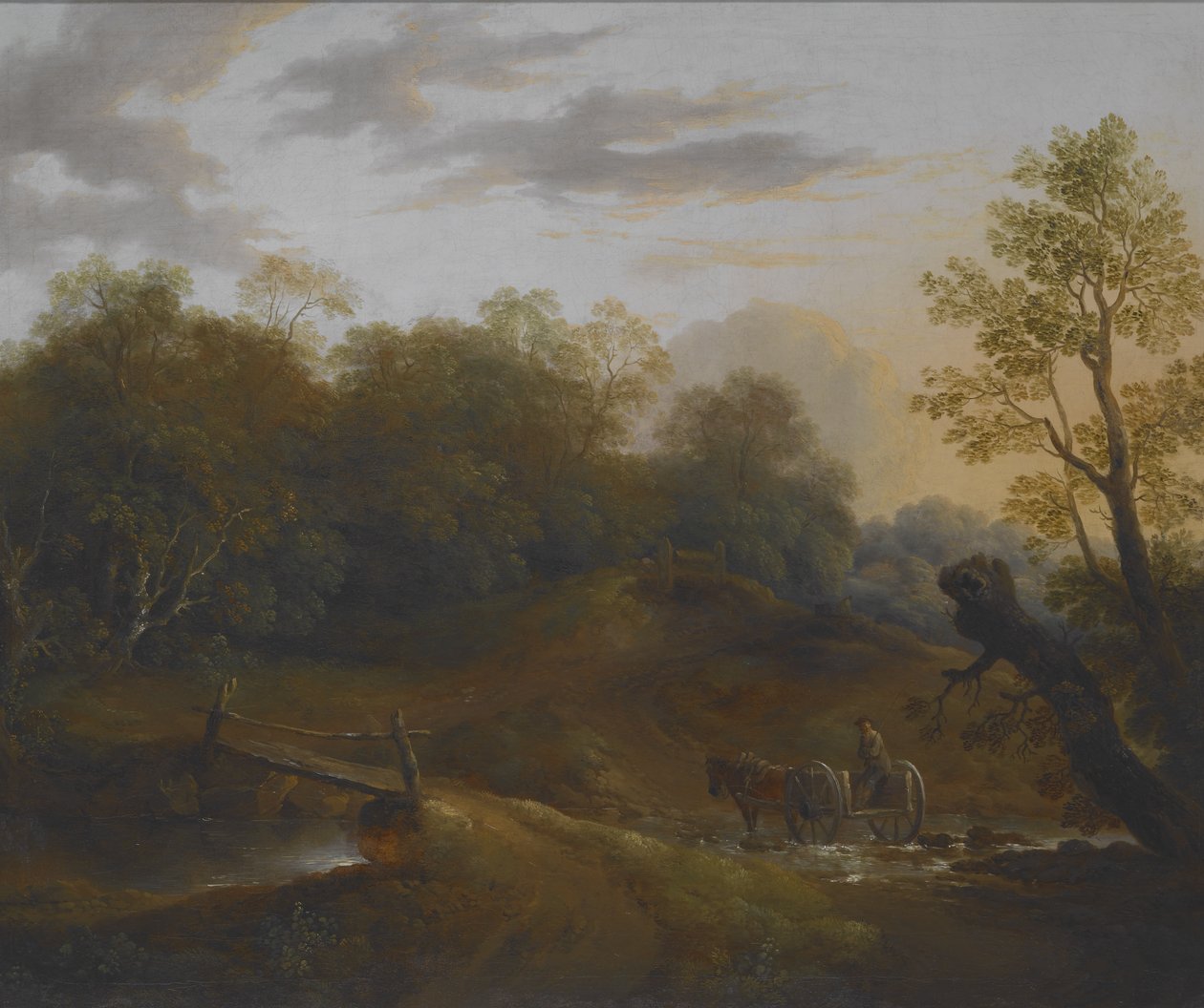 Pónikocsi átkelés egy erdős patakon, 1815 körül (olaj, vászon) alkotó: Benjamin Barker