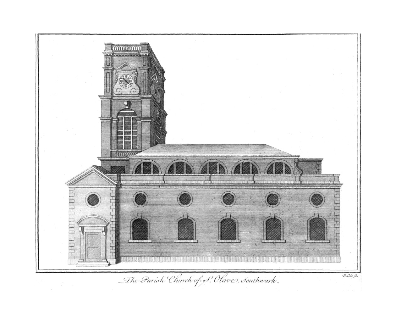 A St. Olave plébániatemplom. Southwark, c1756 alkotó: Benjamin Cole