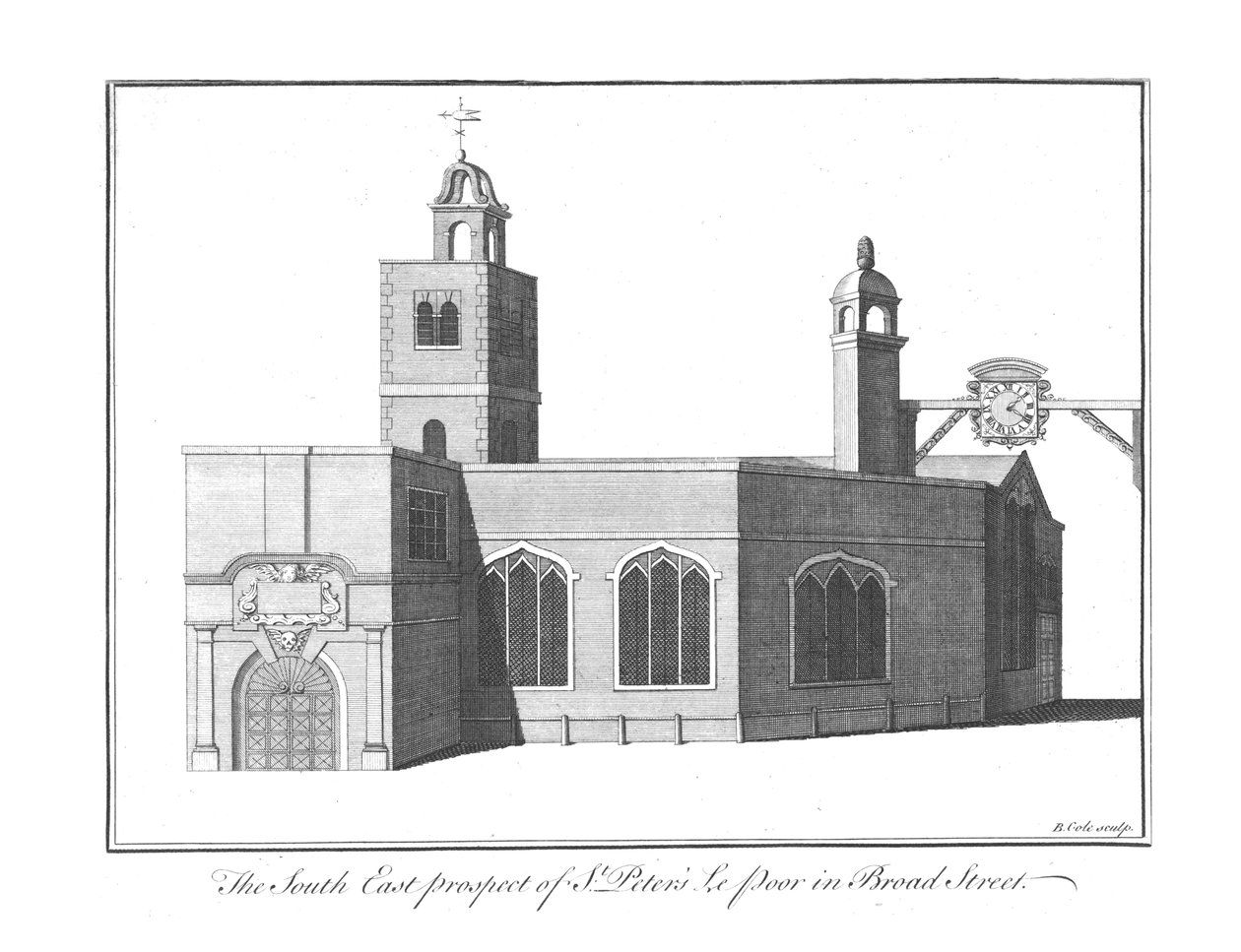 St.Peters Le Poor délkeleti kilátása a Broad Street-ben, c1756 alkotó: Benjamin Cole