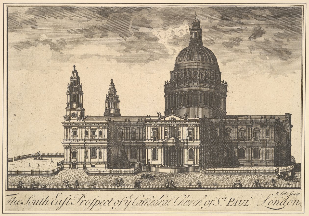 A Cathedral Church of St. Paul South East Prospect, London Overtons Prospects, 1720-30. alkotó: Benjamin Cole