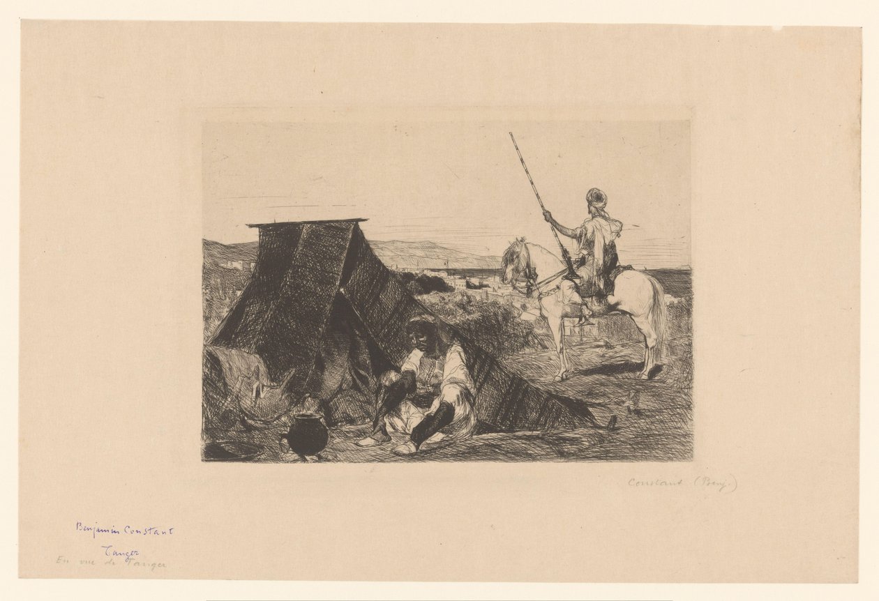 Táj sátorral és lovassal Rézkarcok különböző nyomdászoktól 1877-ből (sorozat címe) L