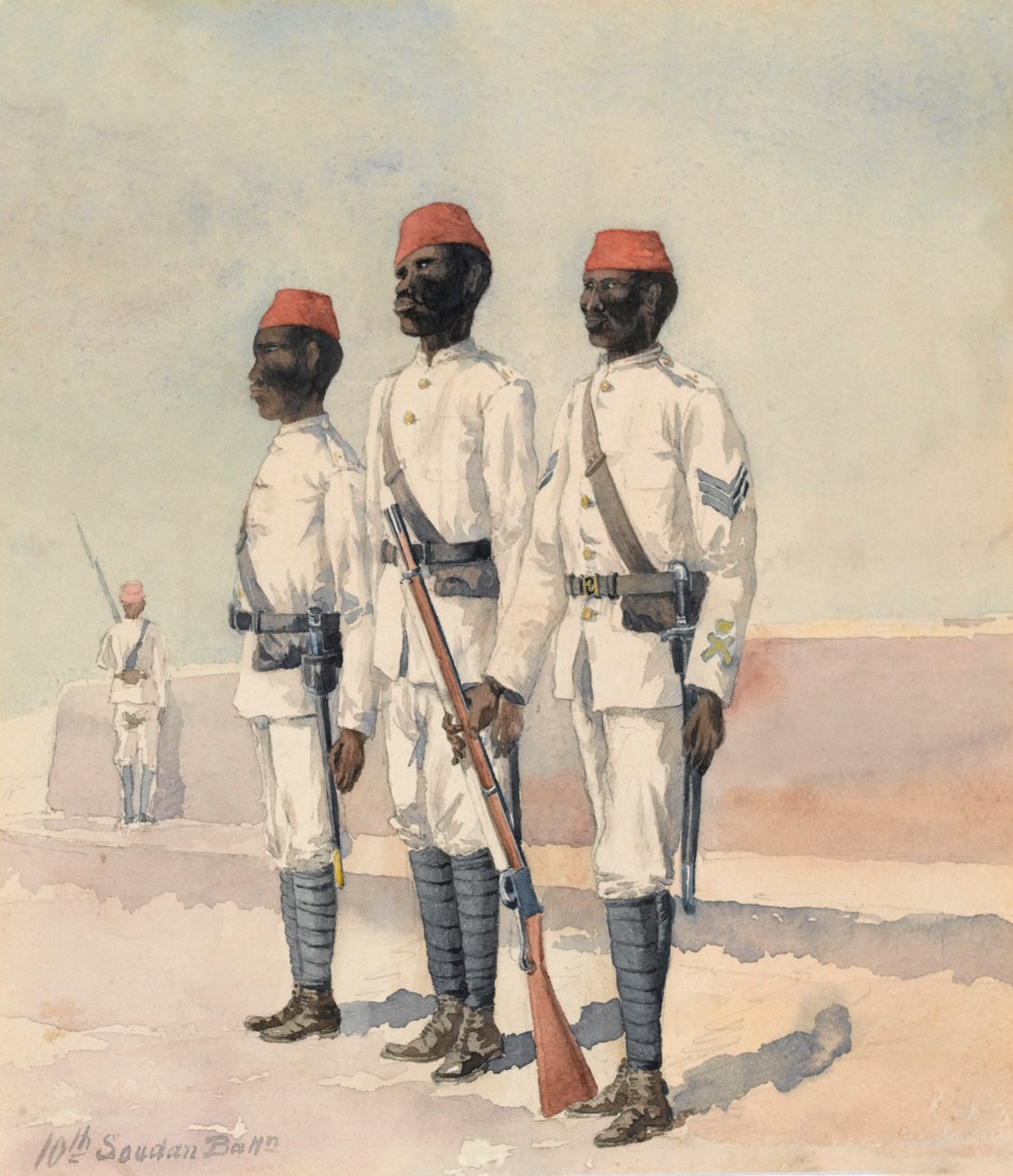 Őrmester és két másik rang a 10. szudáni zászlóaljból, 1889 körül (akvarell) alkotó: Benjamin Donisthorpe Alsop Donne