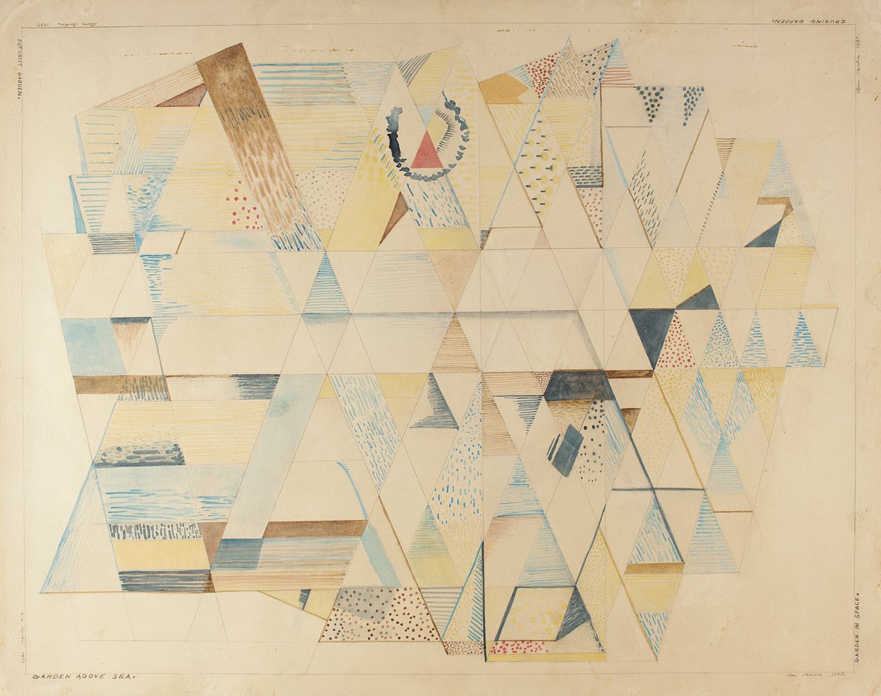 Futurista kert, 1937 (akvarell, papír) alkotó: Benjamin F. Berlin