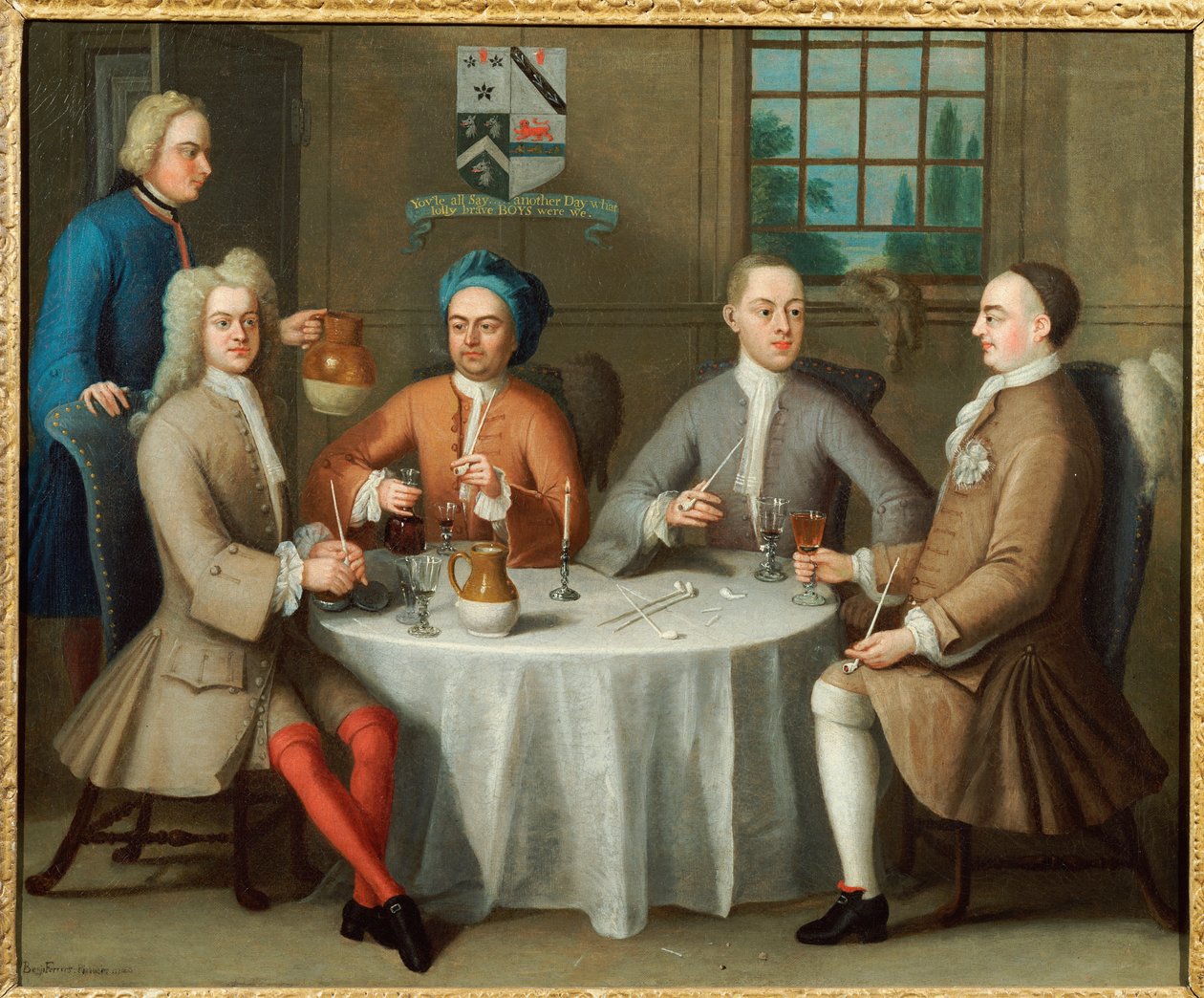 Sir Thomas Sebright, Sir John Bland és két barát csoportportréja, 1723 alkotó: Benjamin Ferrers