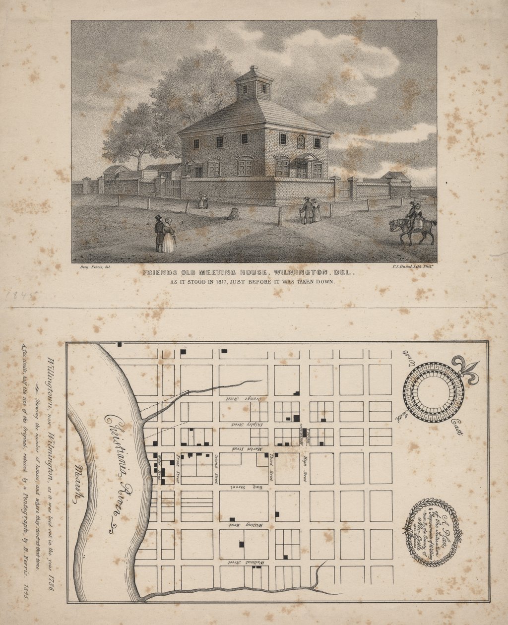 Friends Old Meeting House, Wilmington, Delaware, litho by P.S. Duval, 1845 alkotó: Benjamin Ferris