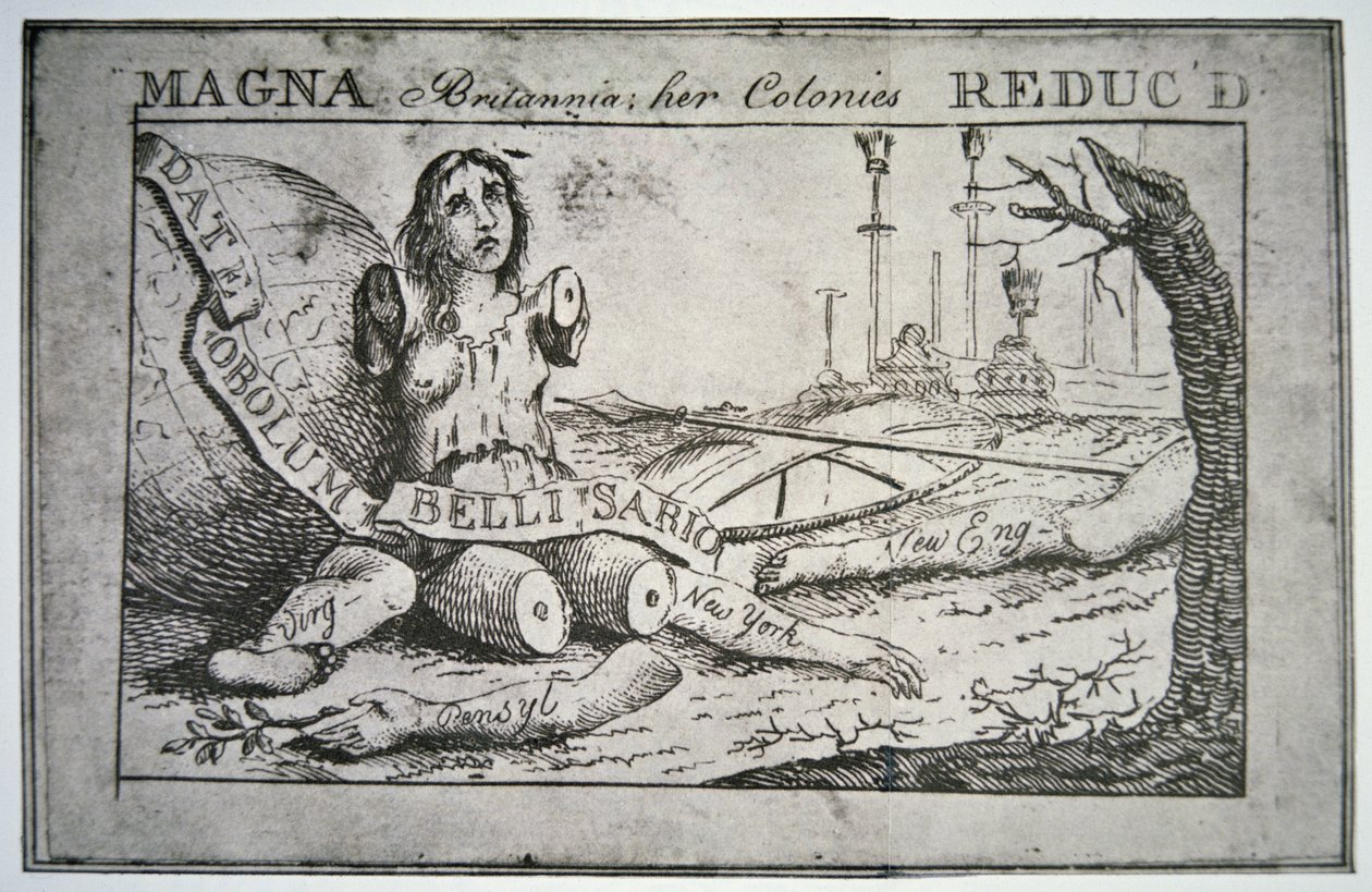 Nagy-Britannia: gyarmatai csökkentek (litho) alkotó: Benjamin Franklin