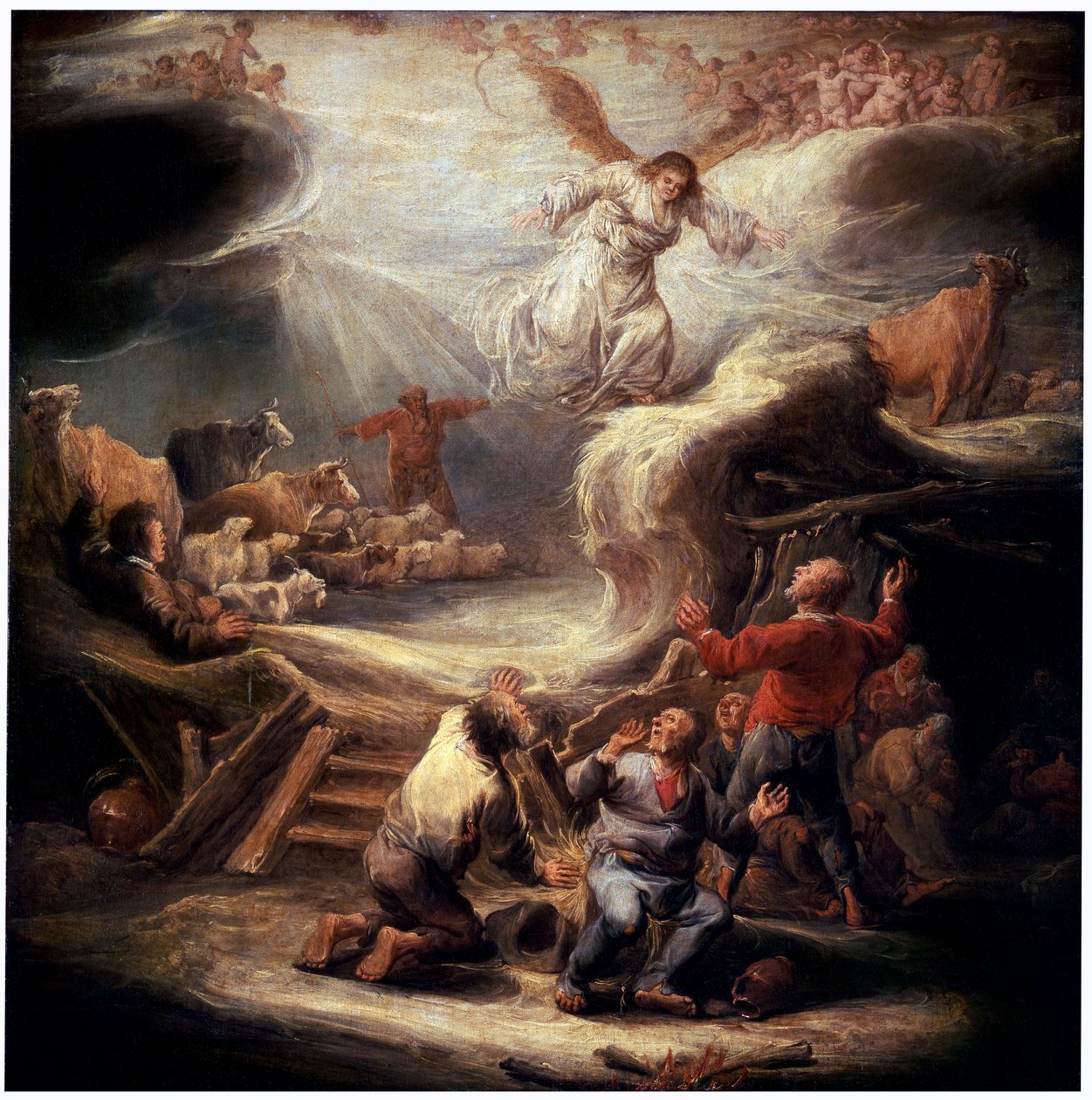 Angyali üdvözlet a pásztoroknak, 17. század. alkotó: Benjamin Gerritz Cuyp