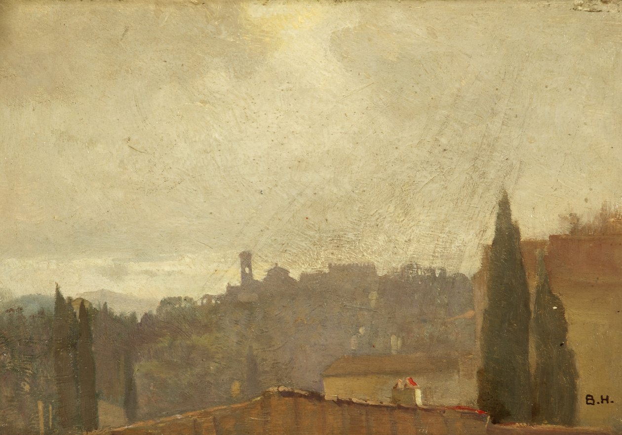 San Miniato, Firenze (olaj, panel) alkotó: Benjamin Haughton