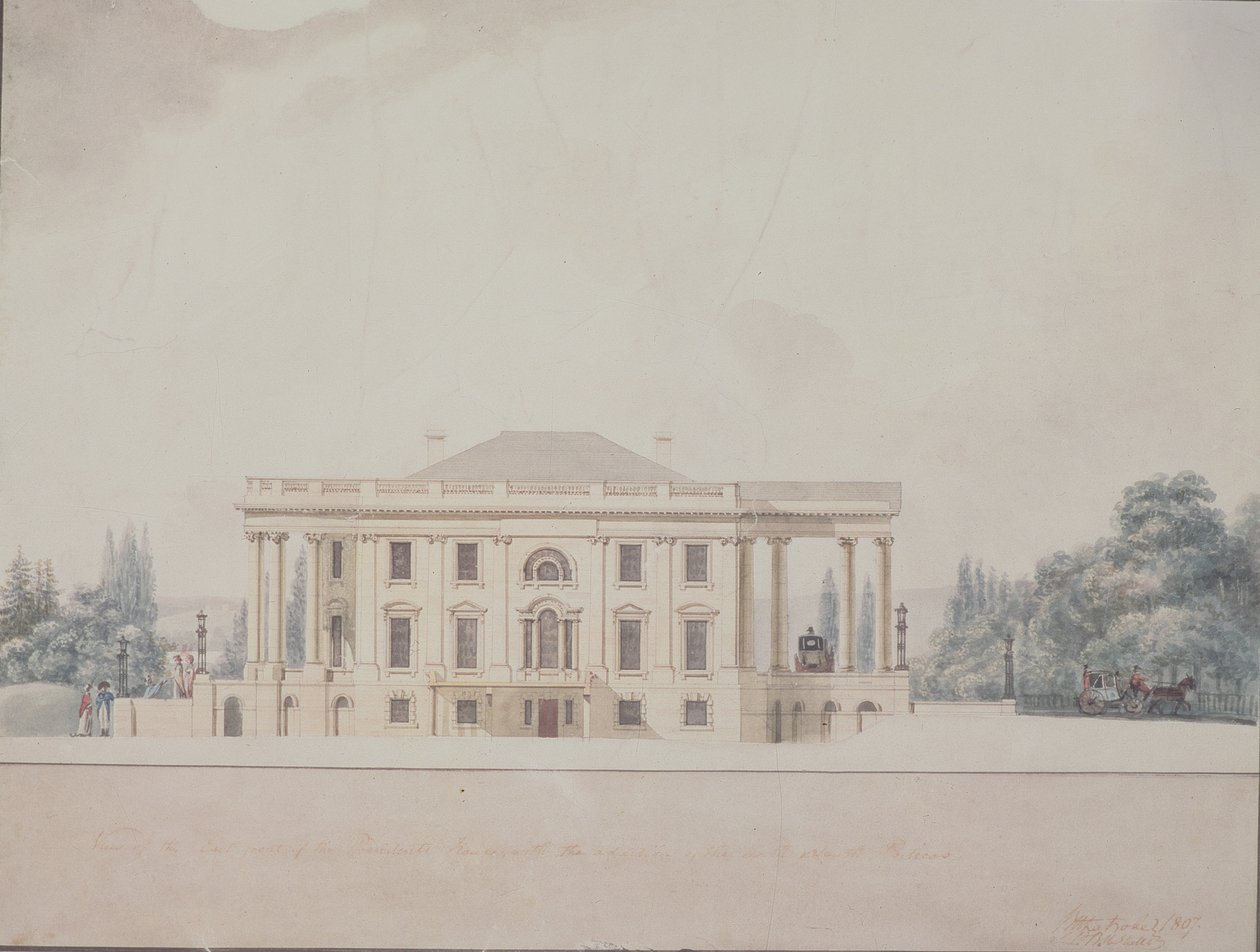 Az elnöki ház déli portikusa, 1807 alkotó: Benjamin Henry Latrobe