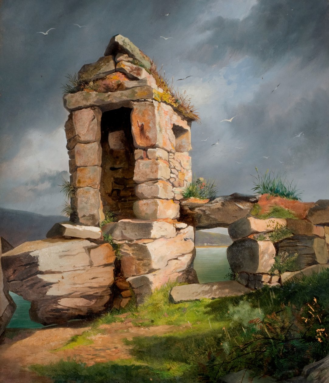 Romok, Szent Mihály-hegy, Cornwall, 1858. alkotó: Benjamin Johnson