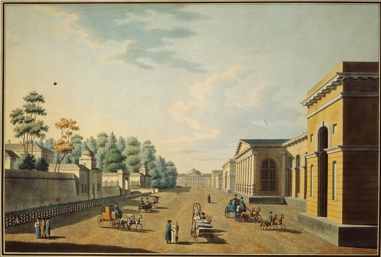 A Chevalier Guards laktanya a Tauride-kertből nézve, 1800-as évek alkotó: Benjamin Paterssen