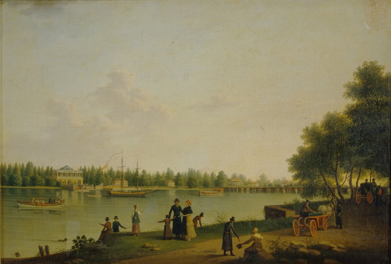 Sztroganov herceg Dachájának kilátása Szentpétervár mellett, 1804 alkotó: Benjamin Paterssen