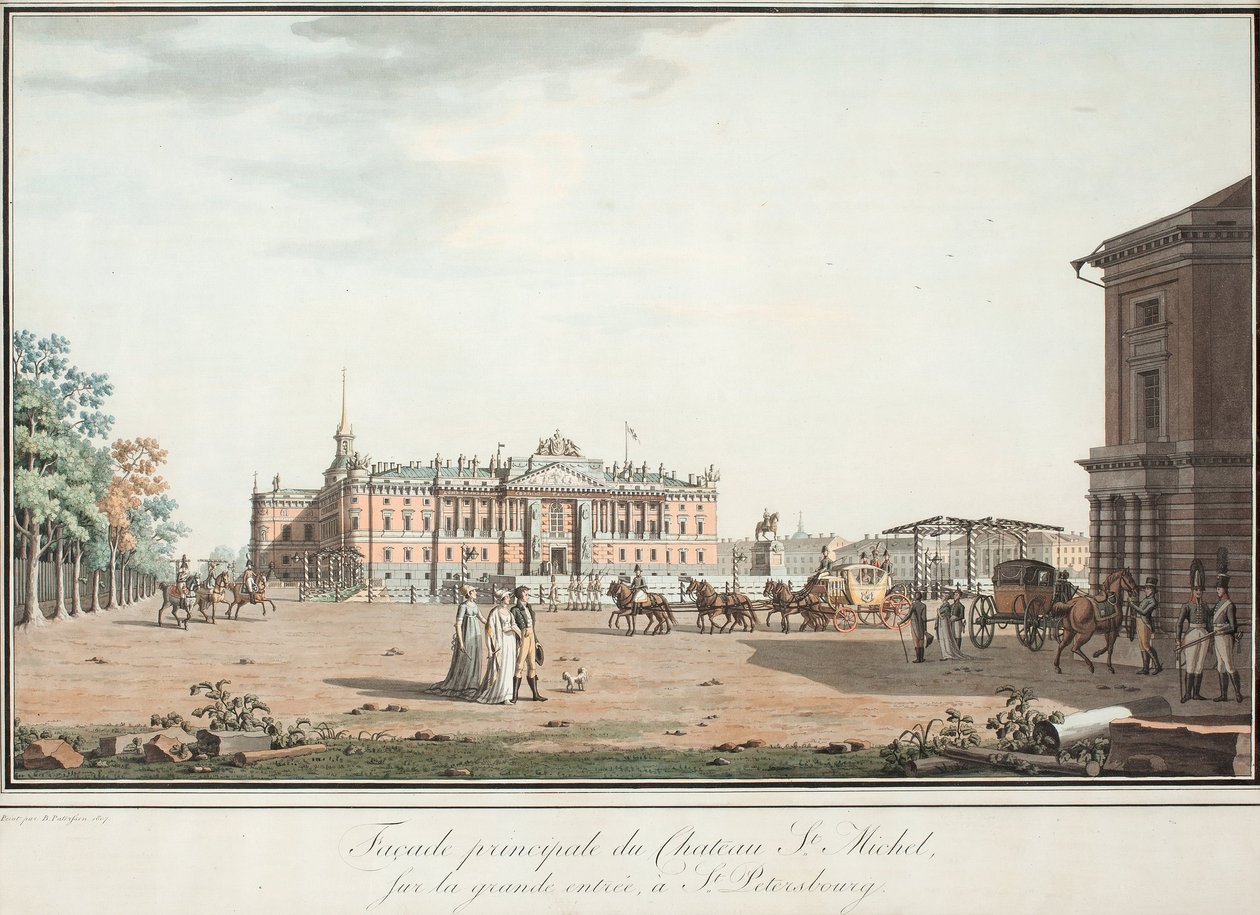 A szentpétervári Mihály-palota látképe, 1806 körül alkotó: Benjamin Paterssen