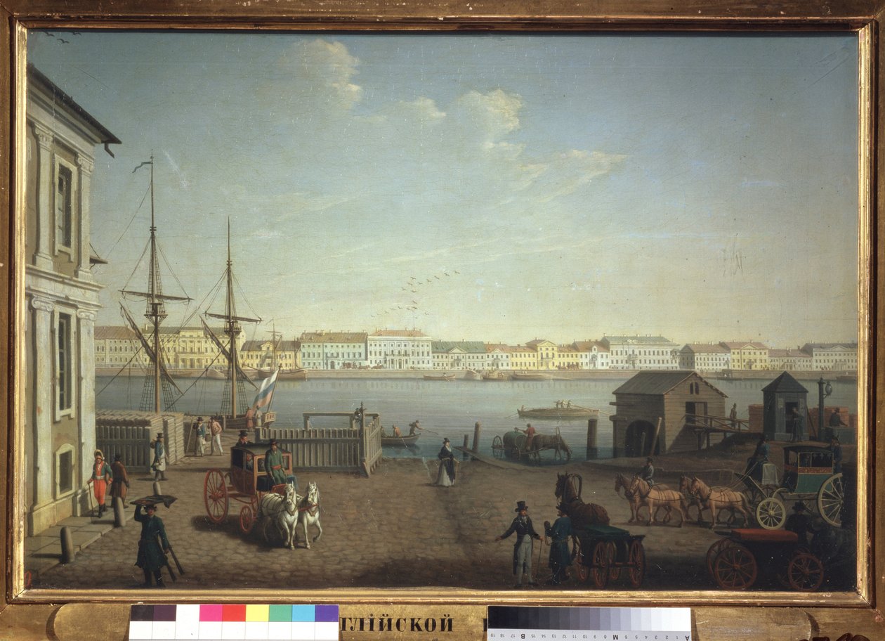 A Quai des Anglais Szentpéterváron. Benjamin Paterssen (1748-1815) festménye, olaj, vászon, 1790 körül. Svéd művészet alkotó: Benjamin Patersson
