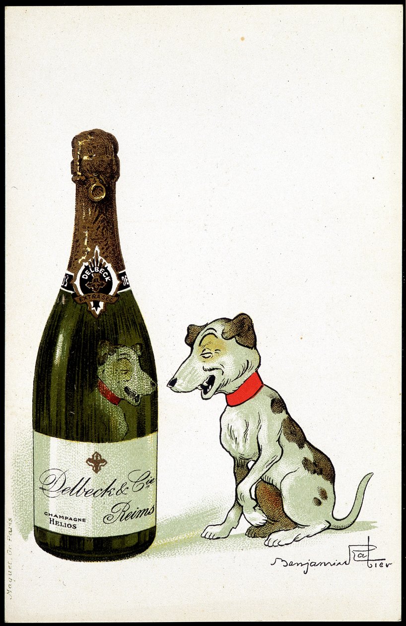 Karton pezsgőhöz „Delbeck et Cie, Reims”, illusztráció: Benjamin Rabier (1864-1939), sd. század eleje. alkotó: Benjamin Rabier
