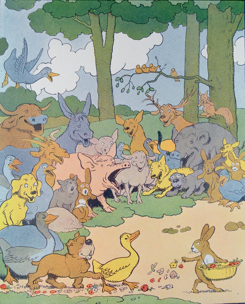 Illusztráció a „Gedeon, a tolvajok főnöke” albumhoz (színes metszet) alkotó: Benjamin Rabier