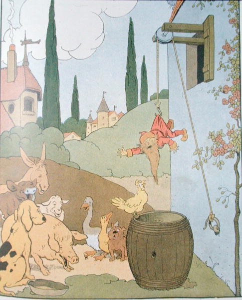 Illusztráció a „Gedeon, a tolvajok főnöke” albumhoz (színes metszet) alkotó: Benjamin Rabier