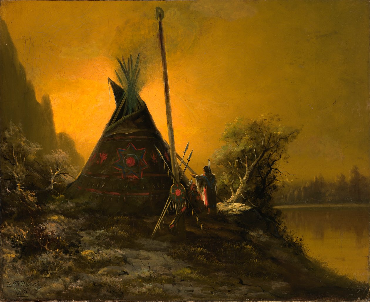 Indiai Tipi éjszakai jelenete, 1895. alkotó: Benjamin Raborg