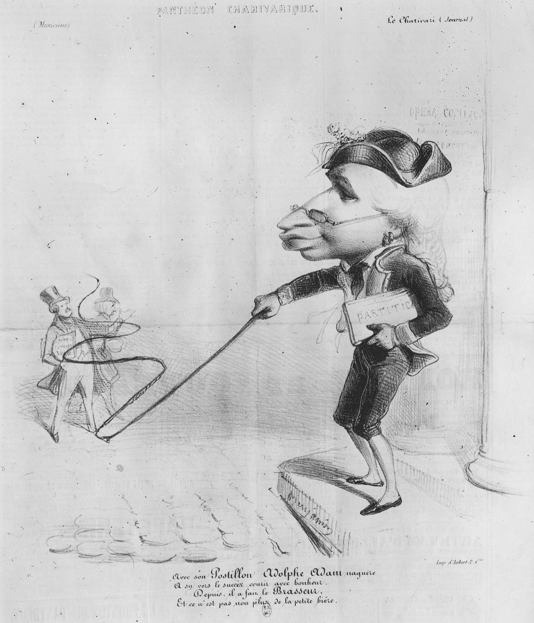 Adolphe Adam (1803-56) karikatúrája a Pantheon Charivarique-ból alkotó: Benjamin Roubaud