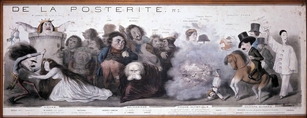 Le grand chemin de la posterity: tragédia és komédia ábrázolása (Dorval stb...) - Benjamin Roubaud litográfiája, Maison de Balzac, Párizs alkotó: Benjamin Roubaud