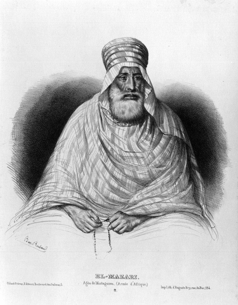El Mazari portréja, Agua de Mostaganem (= Mostaganem) (Afrikai Armee) (rajz) alkotó: Benjamin Roubaud