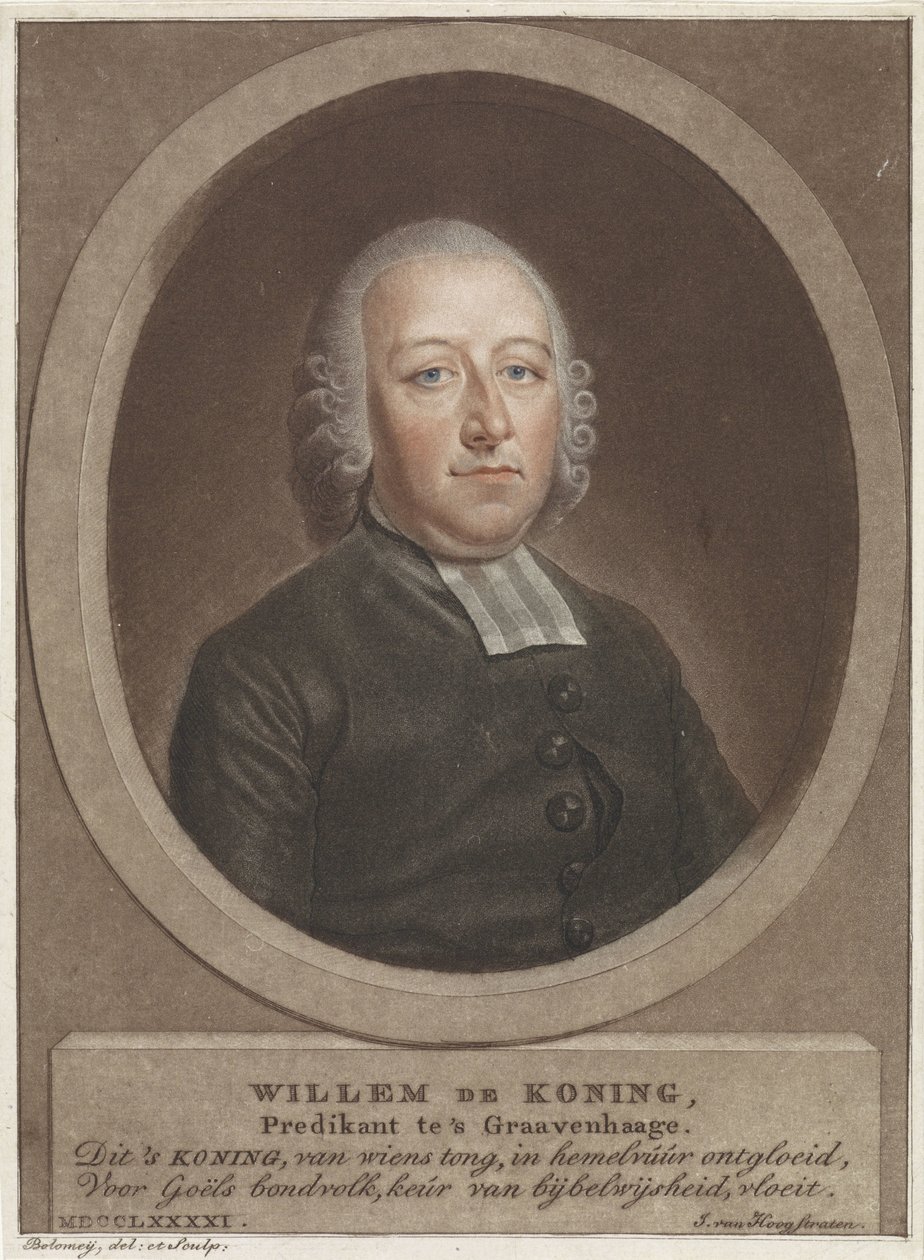 Willem de Koning lelkész portréja alkotó: Benjamin Samuel Bolomey