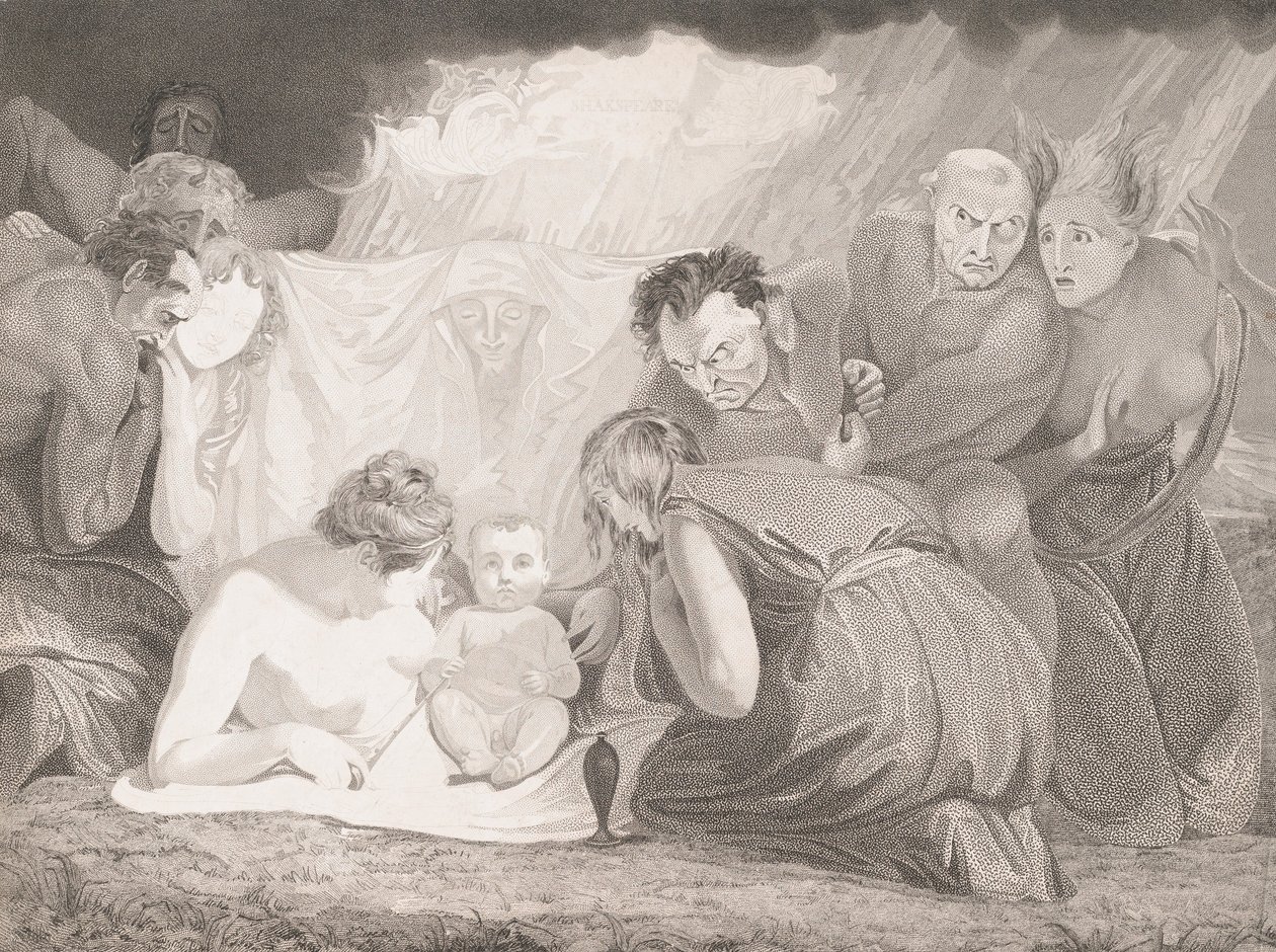 Csecsemő Shakespeare, akit a természet és a szenvedélyek kísérnek, 1799. alkotó: Benjamin Smith