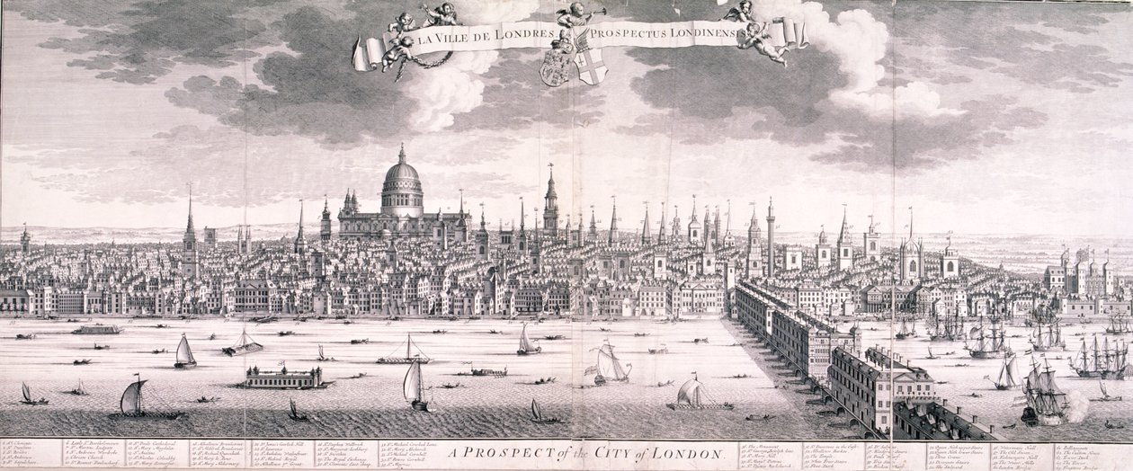Panorámás kilátás Londonra, 1710 alkotó: Benjamin Smith