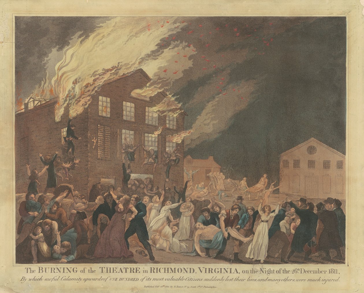 The Burning of the Theatre, Richmond, Virginia alkotó: Benjamin Tanner