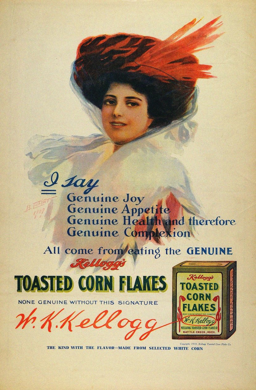 A Kelloggs Cornflakes plakátja, 1910 alkotó: Benjamin Tichtman