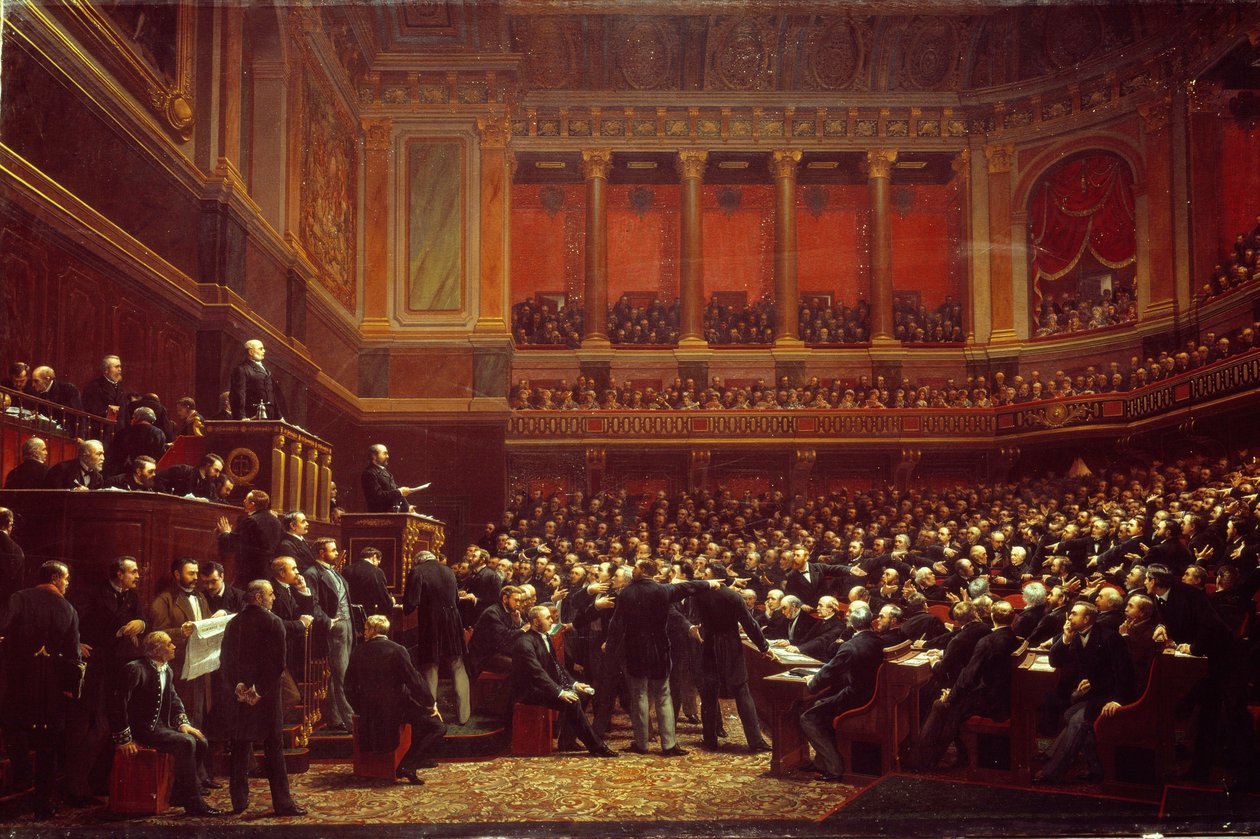Louis Adolphe Thiers (1797-1877) kikiáltotta a terület felszabadítóját”” a Nemzetgyűlés Versailles-i ülésén június 16-án. alkotó: Benjamin Ulmann