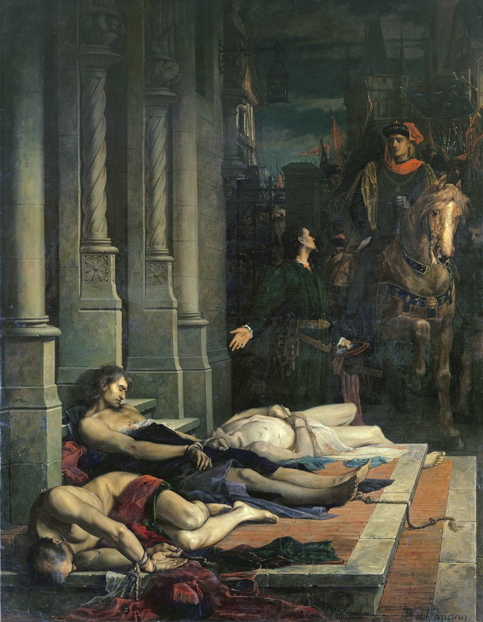 Etienne Marcel (kb. 1316-58) testét a francia Dauphin Charles (1338-80), leendő V. Károly mutatja be 1358. augusztus 2-án (olaj, vászon) alkotó: Benjamin Ulmann