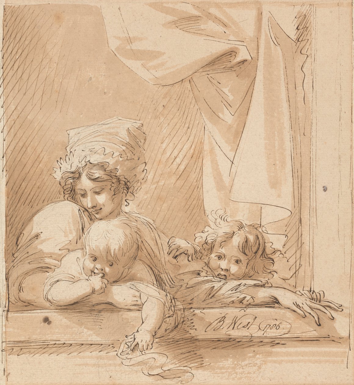 Egy anya és két gyermek alkotó: Benjamin West