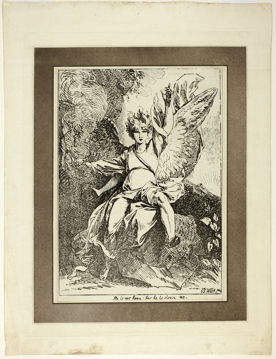 A feltámadás angyala, a Specimens of Polyautography első számából alkotó: Benjamin West